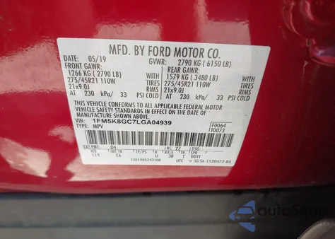 2020 Ford Explorer St from USA, damaged, VIN 1FM5K8GC7LGA04939